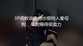 3P调教油亮肉丝模特人妻母狗，单男操得很卖力