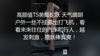 高颜值TS美蝎蛇妖 天气晴朗户外一丝不挂露出打飞机，看着来来往往的汽车和行人，越发刺激，撸妖棒真爽！