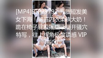 [MP4]STP29792 气质短发美女下海！解开内衣柔软大奶！跪在椅子屁股摇摆，掰开骚穴特写，往上视角极度诱惑 VIP0600